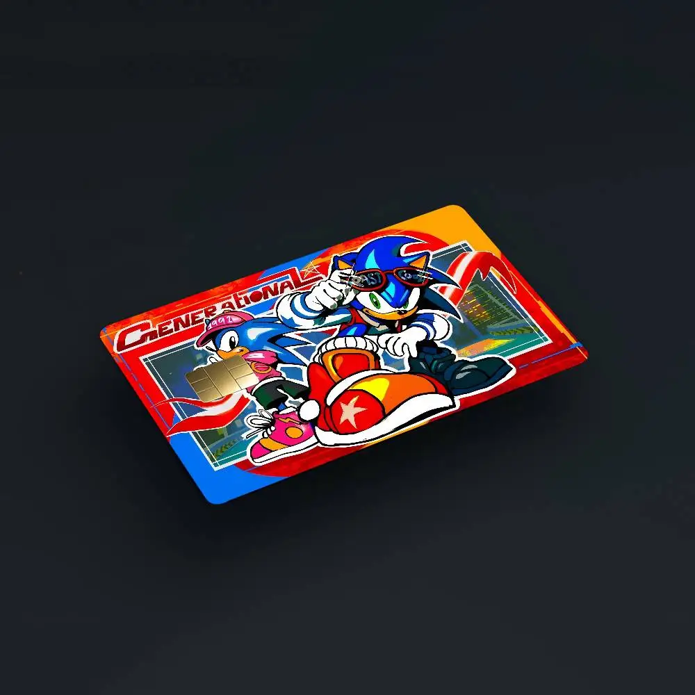 ملصقات جلدية لبطاقة الائتمان S-sonic الزرقاء بدون بقايا لاصقة مقاومة للماء لبطاقة الائتمان VISA لبطاقة الوصول إلى مترو الأنفاق #4