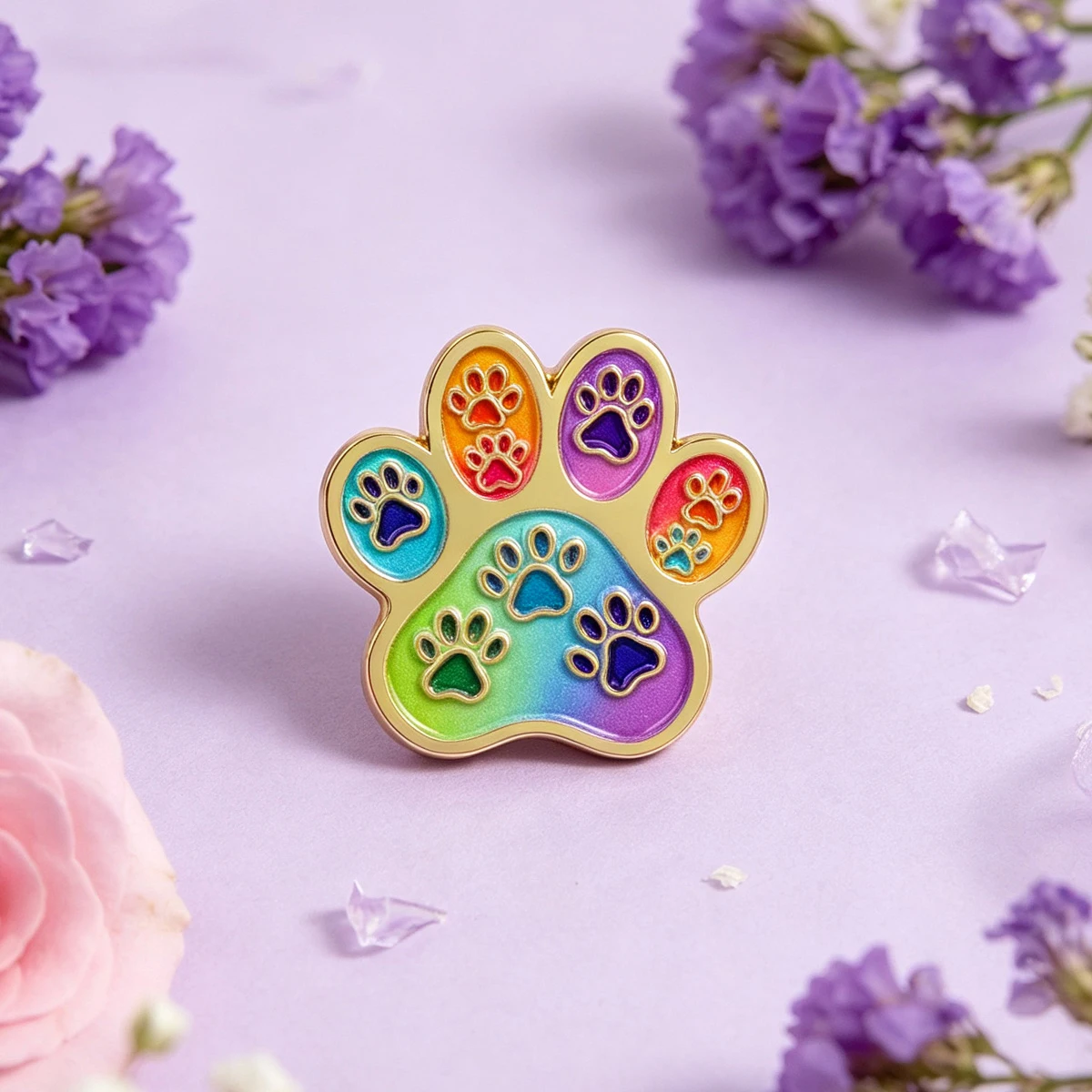 Dog Paw Print Enamel Pin Colorful Brooch Lapel Pins Badge on Backpack Clothing Accessories Fashion Jewelry Friends Gifts