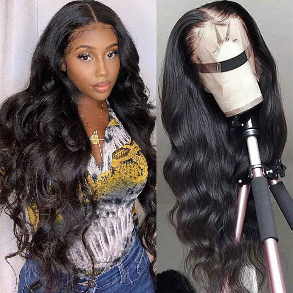 30 36 Inch 180 Density Body Wave Lace Front Wig Human Hair Pre Plucked 360 HD Transparent Lace Frontal Wigs For Women Remy Hair