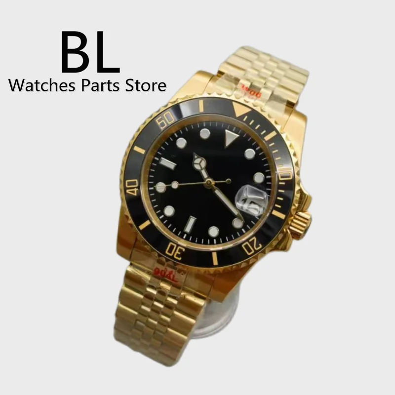 BL 40mm Full Gold Case Men\'s Mechanical Watch Sapphire Glass Jubilee Strap Waterproof Business Watch Men Relogio Masculino