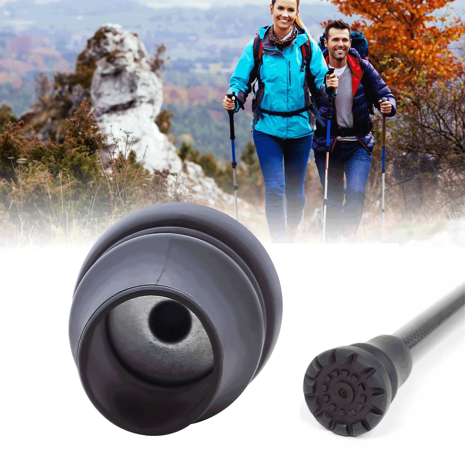 Tapa de almohadilla de goma de 16/19/22mm, bastón antideslizante para caminar, muleta, almohadillas inferiores, cubierta protectora para escalada, senderismo, punta de poste