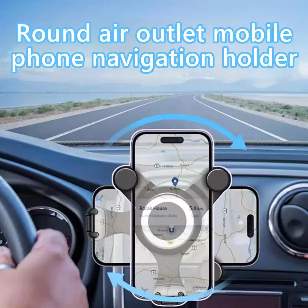 

Round Car Air Outlet Mobile Phone Navigation Holder Gravity Bracket Rotatable Phone Mount For Air Outlet Quick Installation H4E0