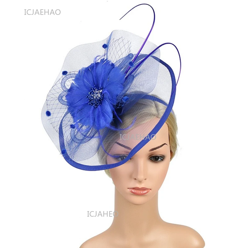 

Oversized European Bride Veil Hair Accessory Feather Hat Fascinator Matching Party Birthday Banquet