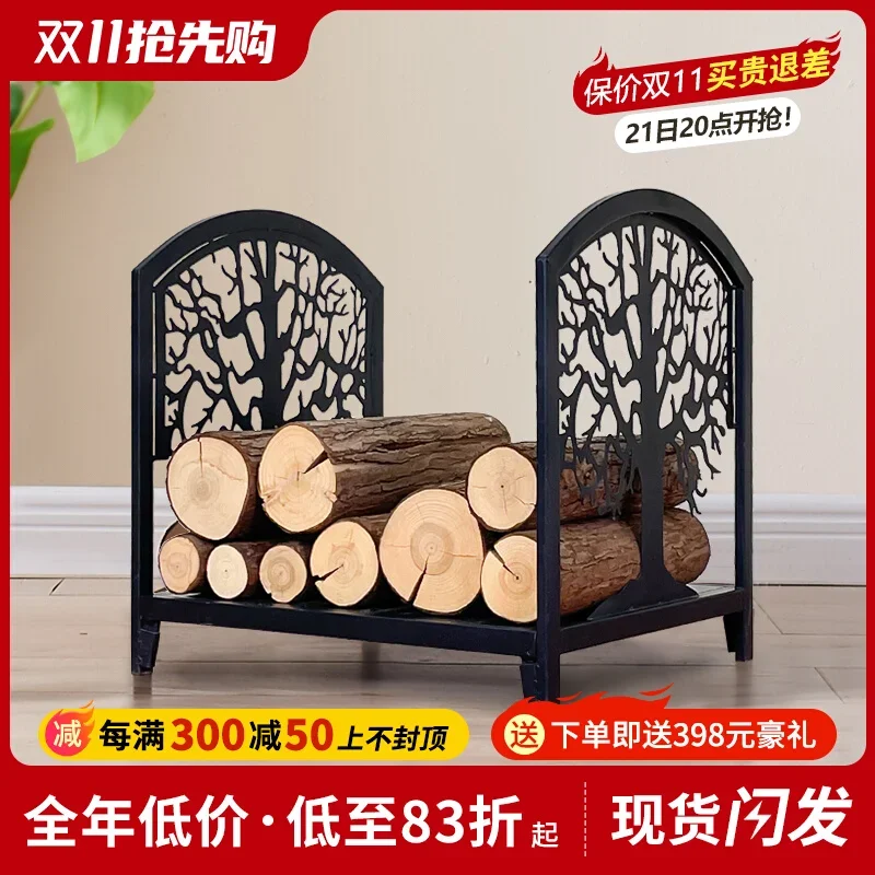 Firewood basket for wood-burning fireplace, firewood basket for wood-burning real fire fireplace, wrought iron firewood basket