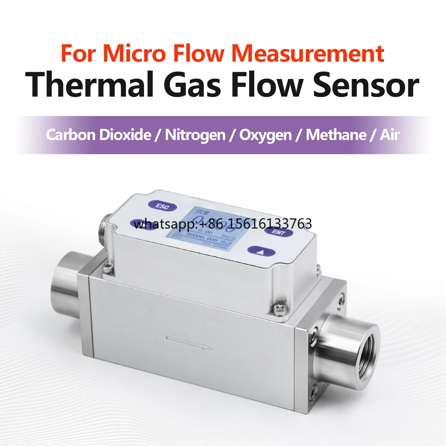 

Compressed Air N2 O2 G3/8/G1/2 Thread RS485 Modbus 4-20mA Multi-Gas OEM Industrial Thermal Gas Mass Flow Meter Sensor