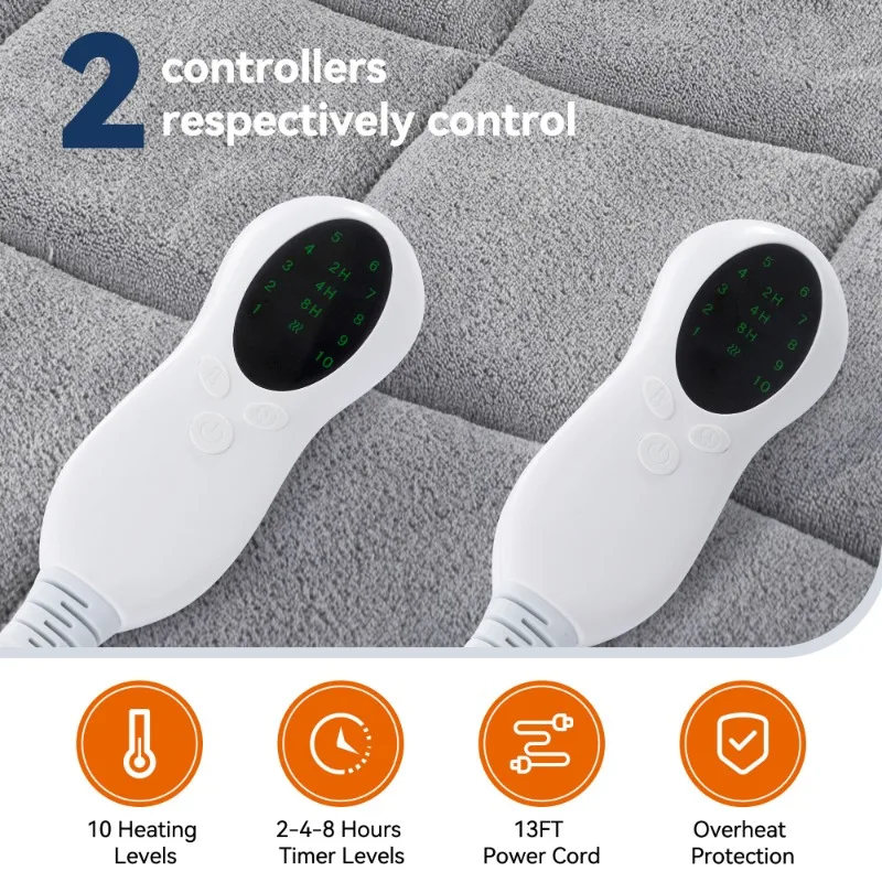 Коралловый флис, 10 режимов нагрева, автоматическое выключение, подходит для 18 глубоких карманов, которую можно стирать в машине, удобная функция таймера