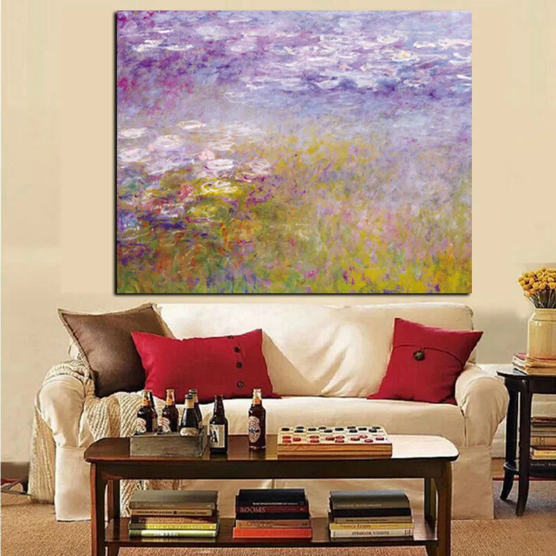Claude Monet Lotus Posters and HD Prints Landscape Oil Painting on Canvas Art Cuadros Impressionist Wall Picture for Living Room