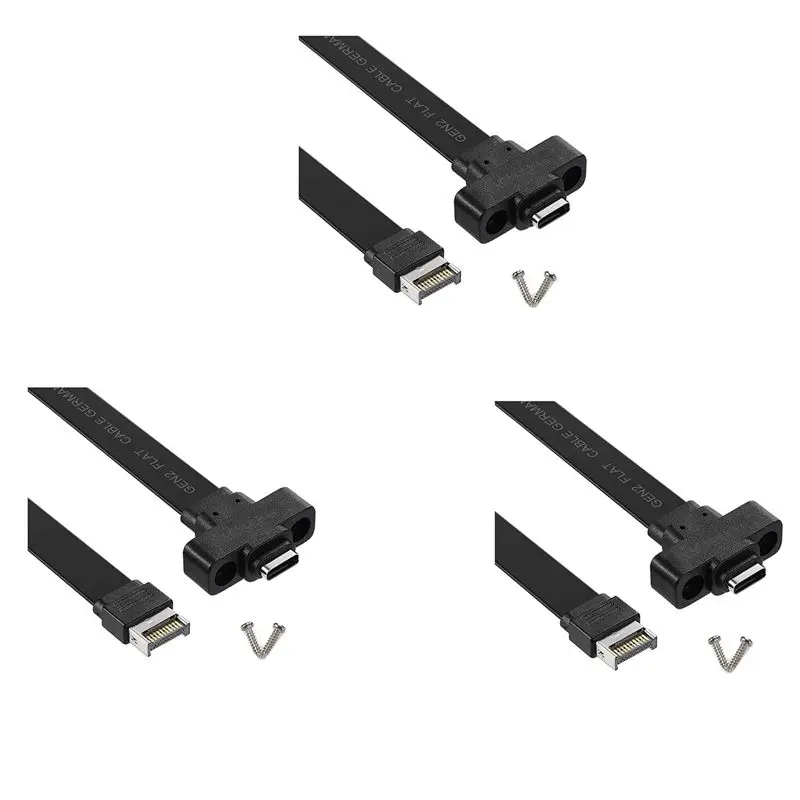 3X USB 3.1 Front Panel Type E To Type C Extension Cable ,Gen 2 (10 Gbit/S) Internal Adapter Cable,With 2 Screws (50Cm)
