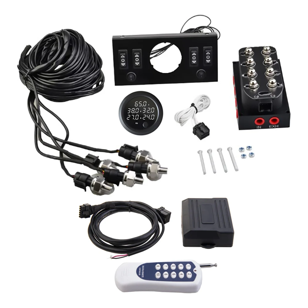 

Universal Air Ride Suspension Five in One Display Pressure Gauge& Solenoid Valve&Control Panel Switch&Remote Control KIT