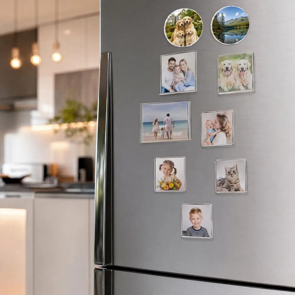Diy Fridge Magnets 10 Sets Diy Acrylic Fridge Magnet Kit Square Refrigerator Photo Holders Picture Frame Magnets for Home Office