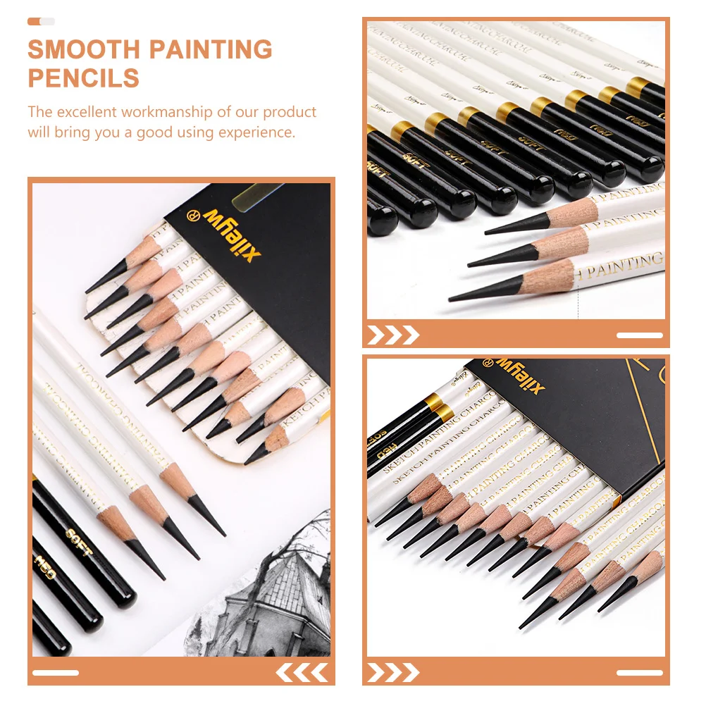 12 Pcs Coloured Pencils Sketch Smooth Painting Practical Graphite Drawing for Sketching Kids Child