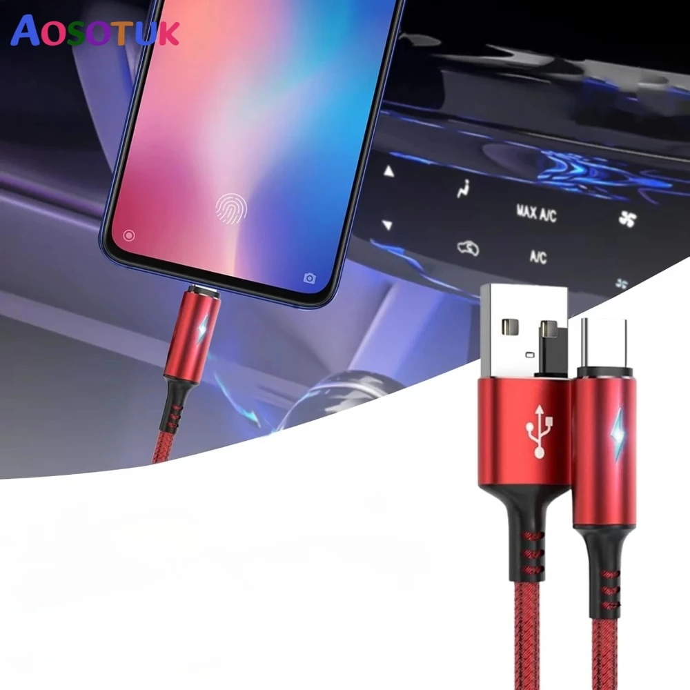25cm Short Nylon Charger Data Cable Micro USB Type C Cables For iPhone 14 Huawei 2.4A Fast Charging Power Bank Phone Cord Wire