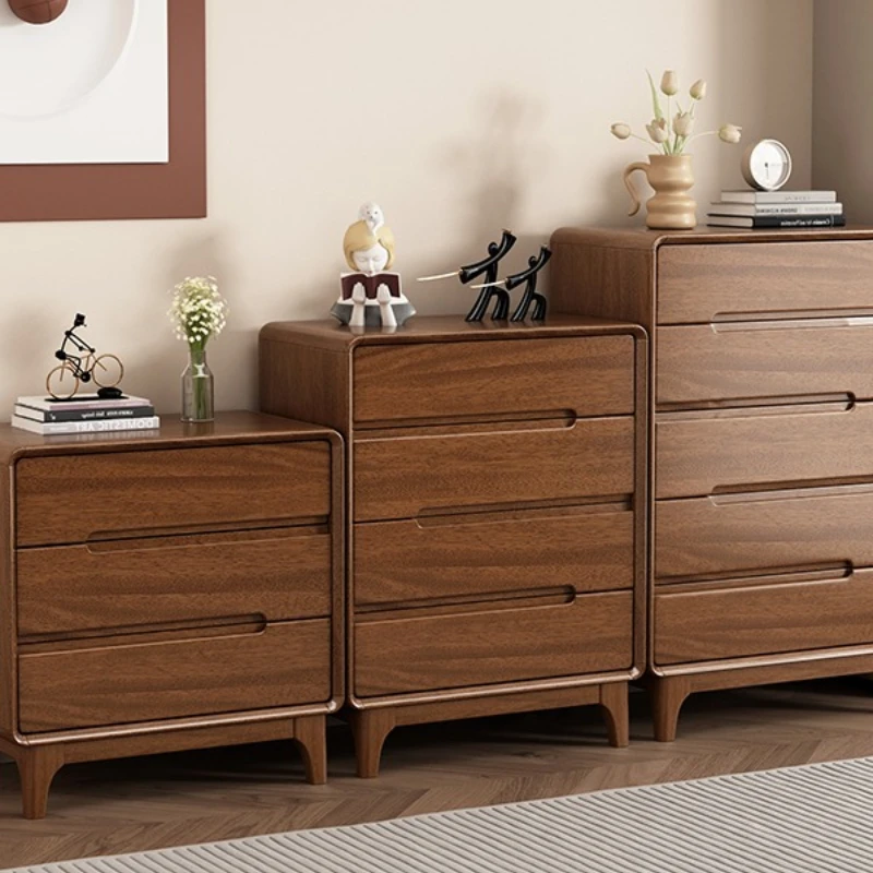 

Комод из цельного орехового дерева на пять-шесть ящиков, для спальни, гостиной, для хранения вещей, домашний шкаф с девятью отделениями, простой прикроватный комод.