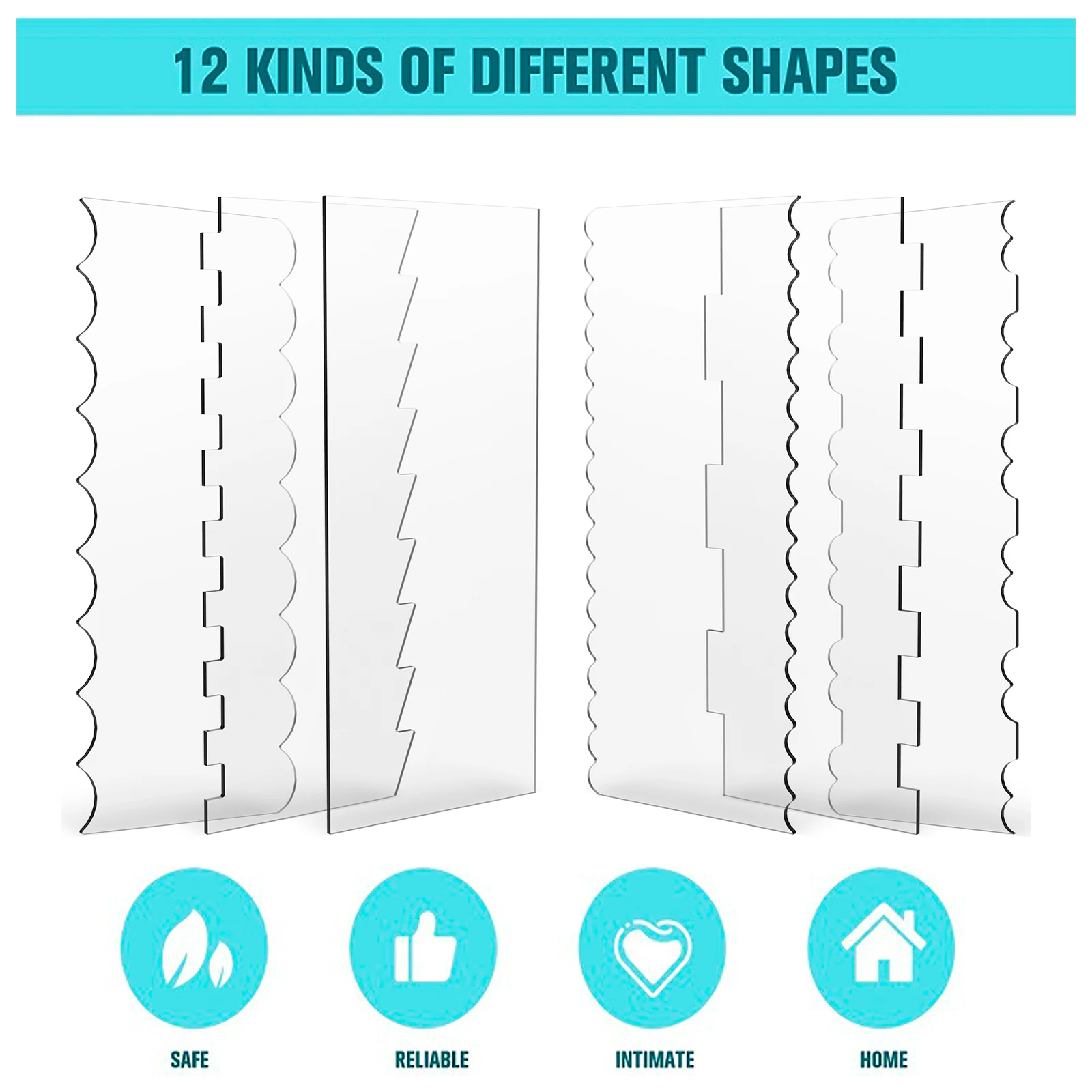 6Pcs Cake Scraper Set Acrylic Cake Edge Smoother Tool with 11 Patterns Cake Decorating Contour Scraper Cake Stripes Edge Contour