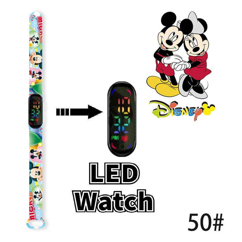 Disney Mickey Minnie Children's Watch Cartoon Character Donald Duck Daisy LED Electronic Sports waterproof Bracelet kids Watches