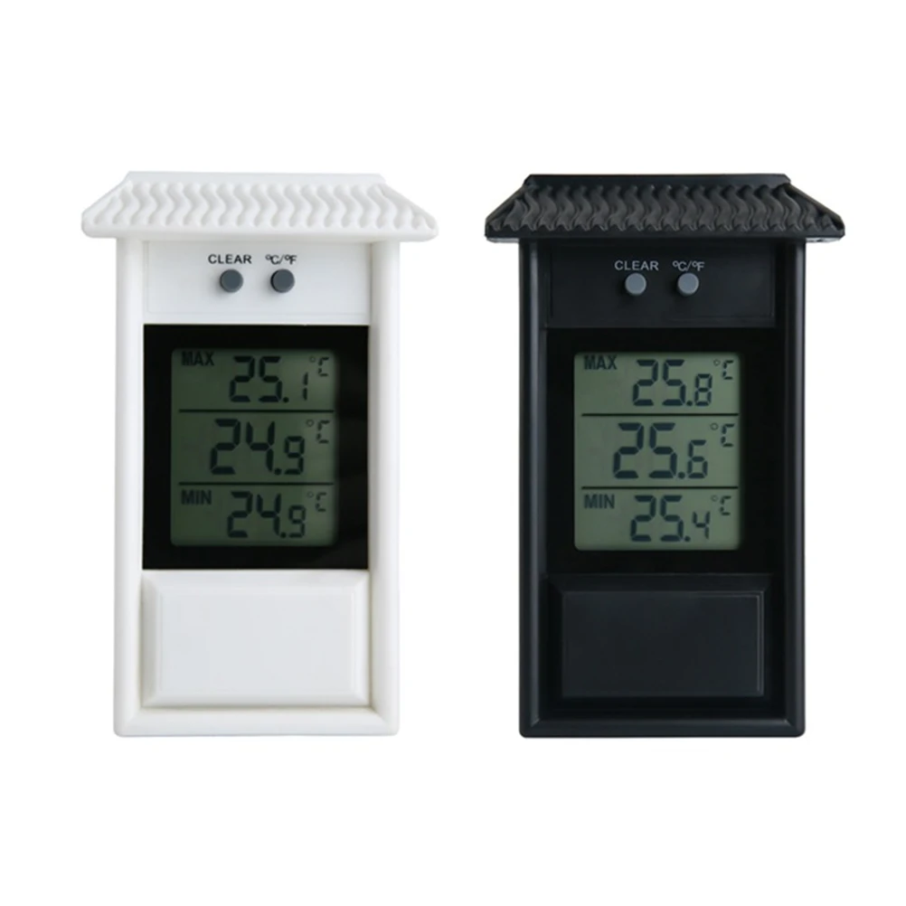 

Outdoor Thermometer Digital Celsius Fahrenheit Temperature Gauge Wall Hang Waterproof Design Min Max Memory Electronic Window