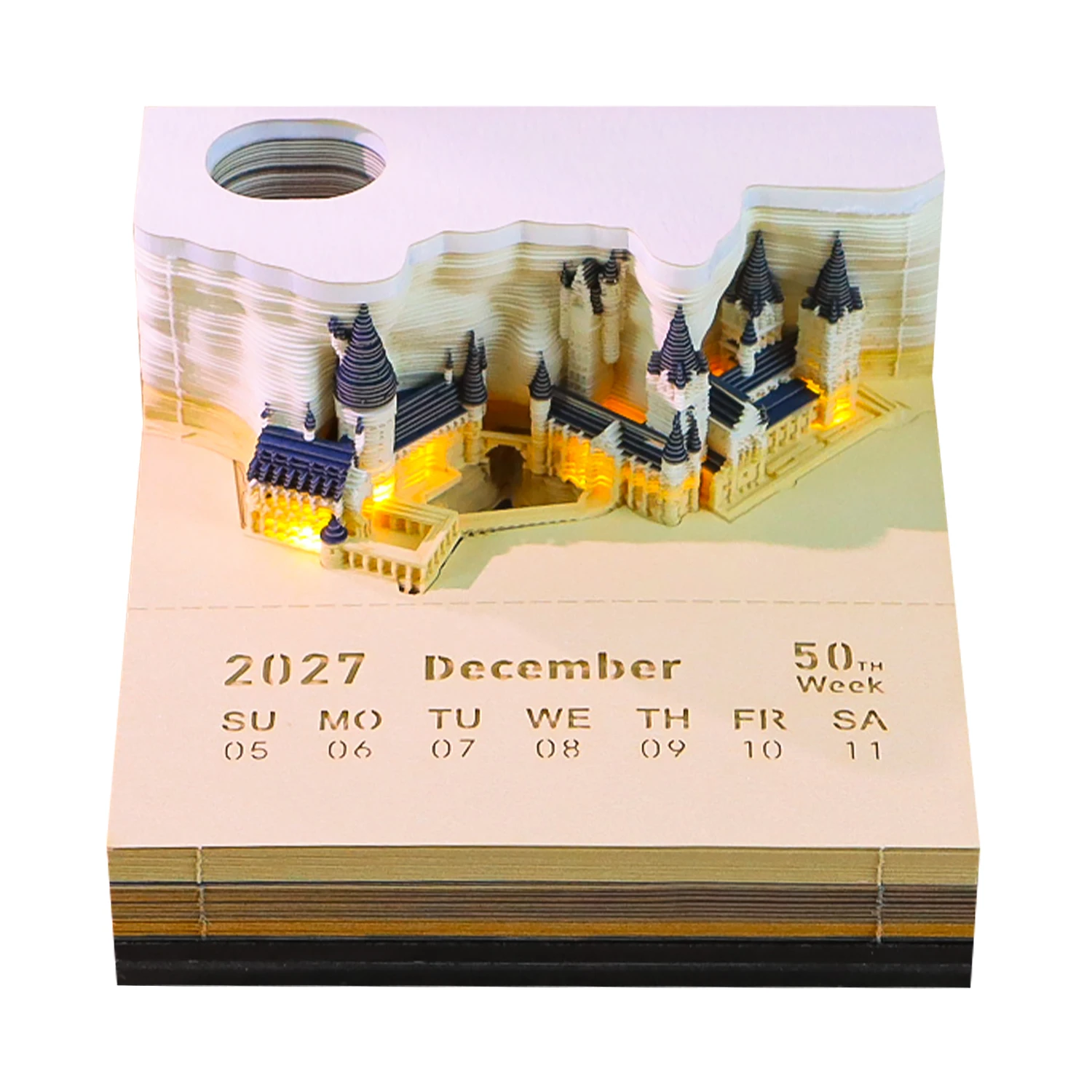 Omoshiroi Block 3D Calendar 2027 Notepad 3D Memo Pad Castle Sticky Note 3D Art Notes Block Office Accessories Original Gifts