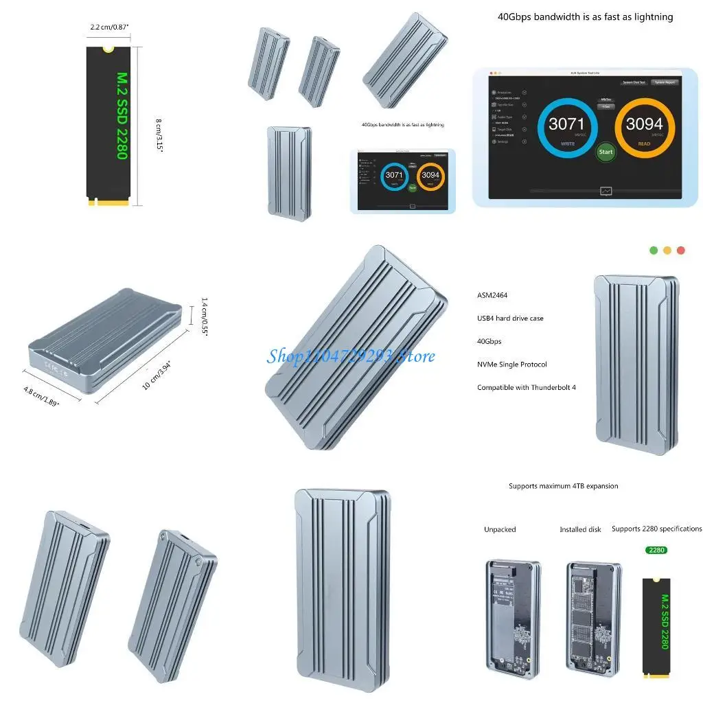 

Y2GD 40 Гбит / с M.2 NVME SSD корпус PCIE3.0X4 USB C Алюминий Внешний адаптер для 3 4 Бесплатный инструмент