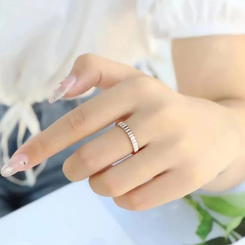 Fashion 4mm Gearwheel 316L Stainless Steel Couple Women Wedding Rings Engagement Rose Gold Color Not Fade Jewelry Wholesale