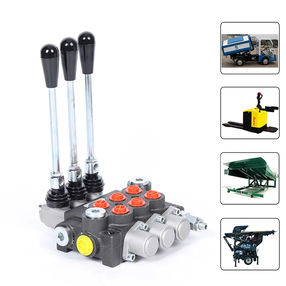3 Spool P40 Hydraulic Directional Control Valve, Manual Operate 13GPM