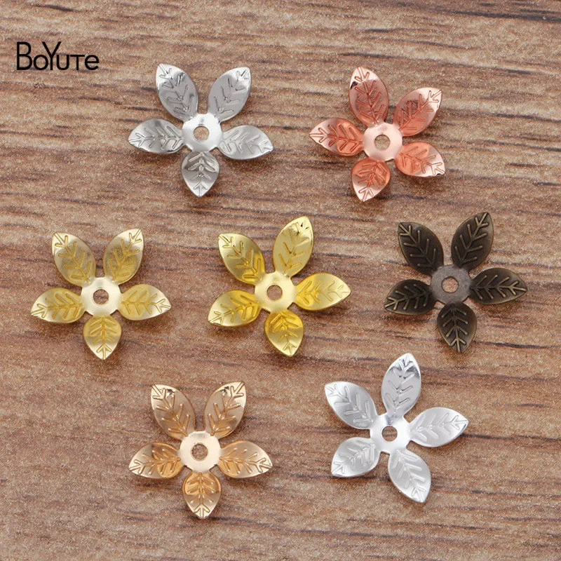 BoYuTe-Stamping Bronze Flor Bead Caps, DIY Jóias Acessórios Fornecedor, 13mm, 200 Pçs/lote