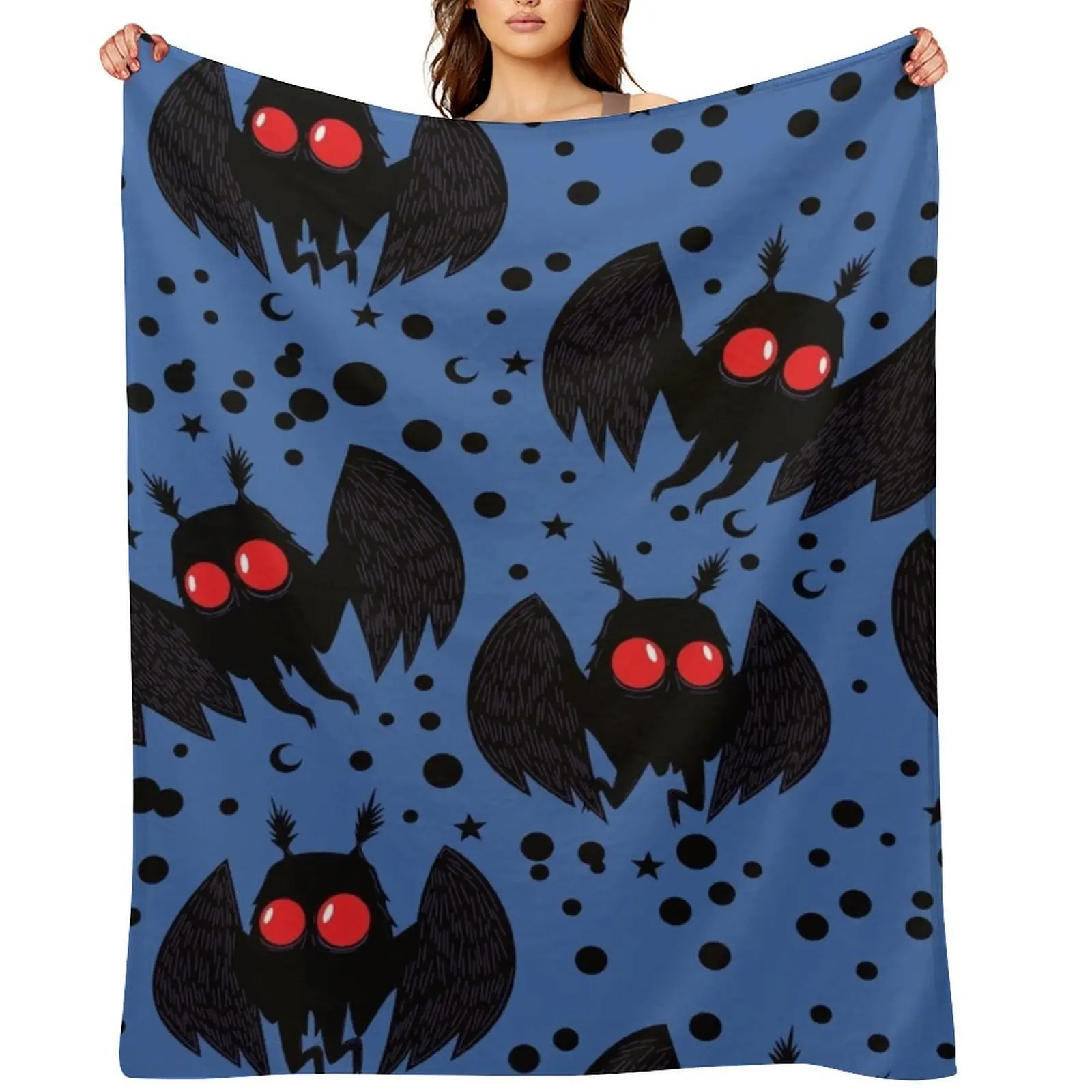 Mothman Dark Blue Night Throw Blanket Decoratives Personalized Gift Plush christmas gifts for babies Hair Blankets