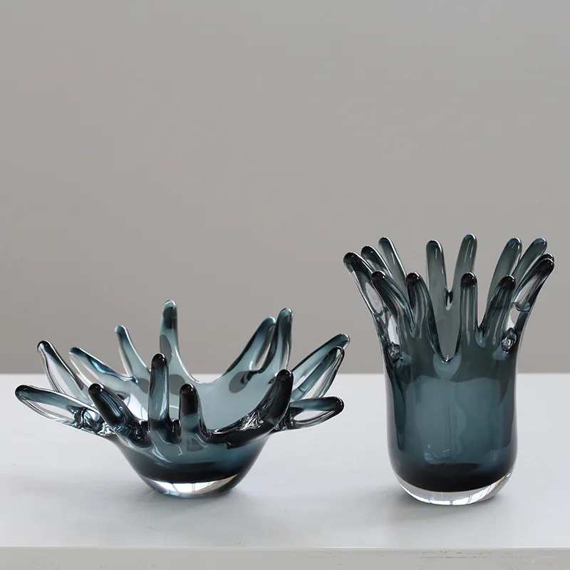 

1Pcs Glass Vase Geometric Water Drop Fruit Plate Tray Flower Vase Flower Arrangement Accessories Desktop Storage Container
