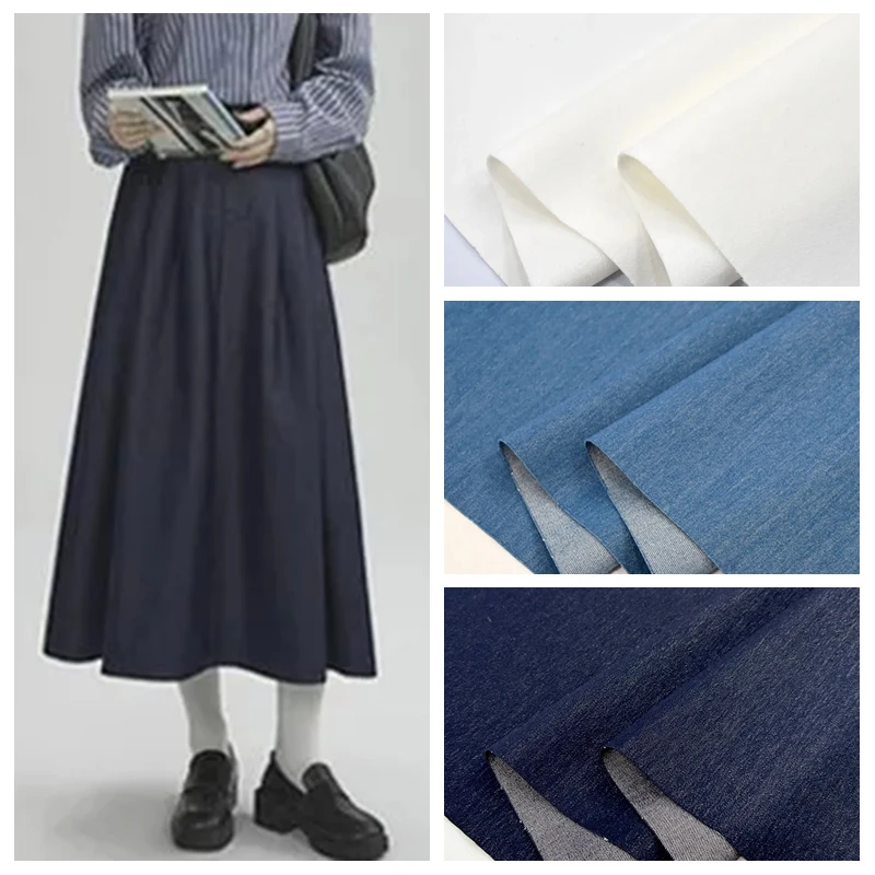 

Lyocell Tencel Elastic Thick Washed Denim Fabric By The Meter for DIY Skirt Pant Dress Jacket Shoes Clothing Sewing Jean Cloth