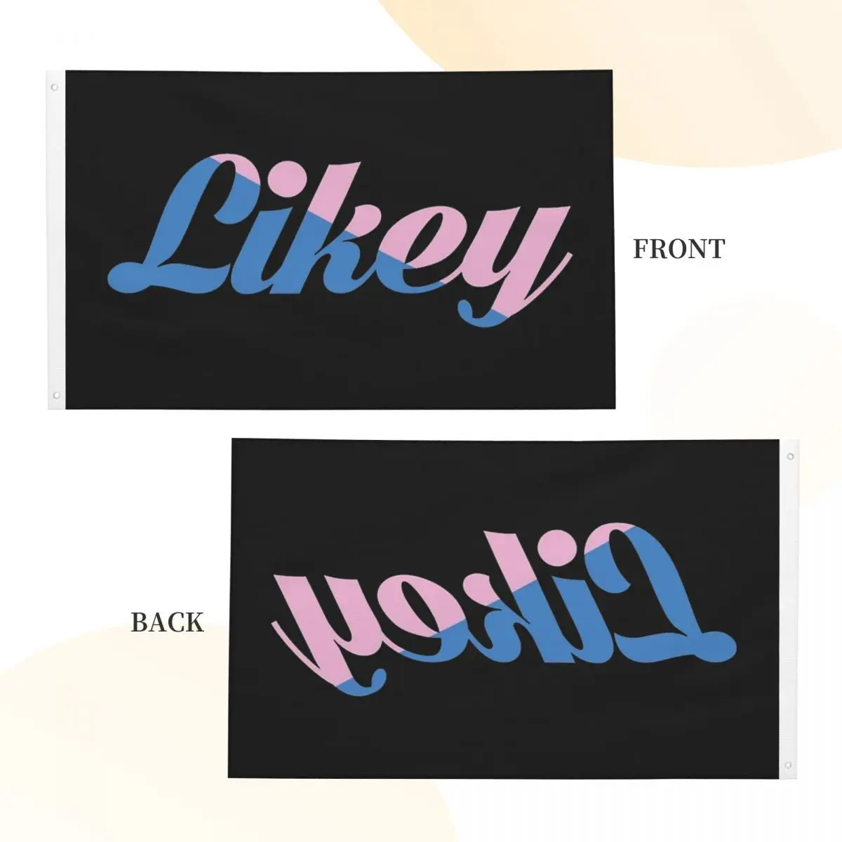 لافتة Likey Twices Kpop Music Flag مزدوجة الجوانب للاستخدام الخارجي من البوليستر معلقة مقاس 3 × 5 أقدام #3