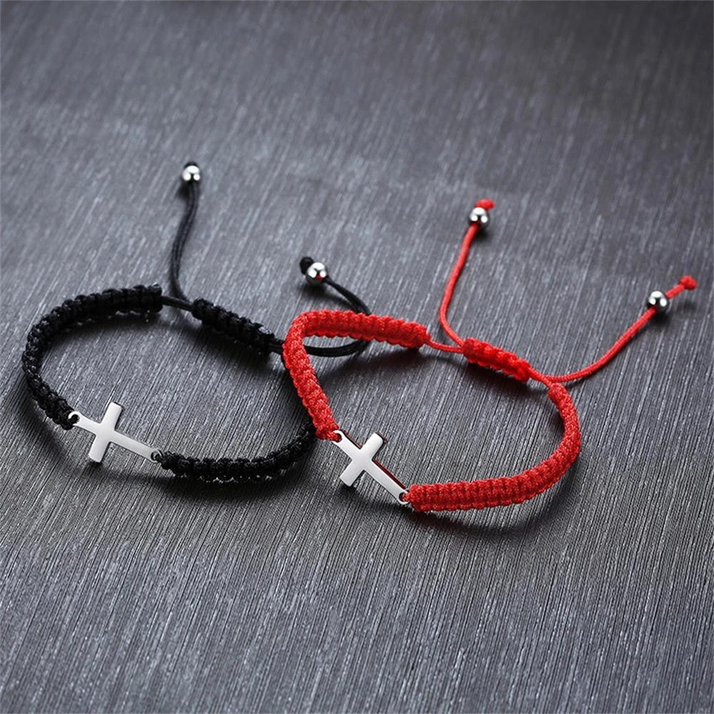 Kruis Hand Geweven Touw Armband Verstelbare Veiligheidsgesp Armbanden Mode Zegen Polsbandjes Sieraden Kostbare Vriendschap Geschenk