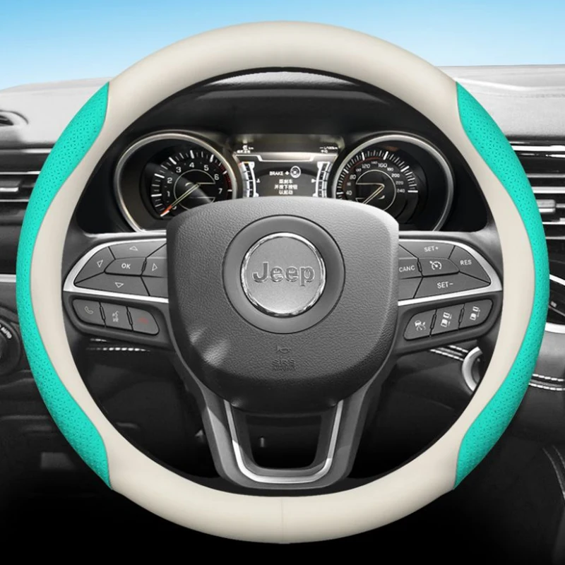 for Jeep Compass Avenger Wagoneer L Series III 4X4 Grand Wagoneer Car Steering Wheel Cover Leather Non-slip Auto Accessories