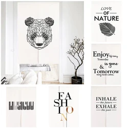 Geometric Black White Panda Animal Print Hanging Door Curtain Abstract Art Bedroom Half Panel Curtain Shower Home Decoration