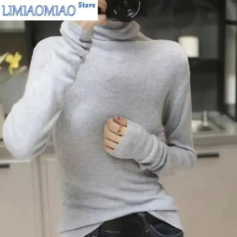 

Женская одежда, водолазка с винтовой резьбой, весна-осень, однотонный свитер, вязаный пуловер с длинными рукавами, повседневные модные топы