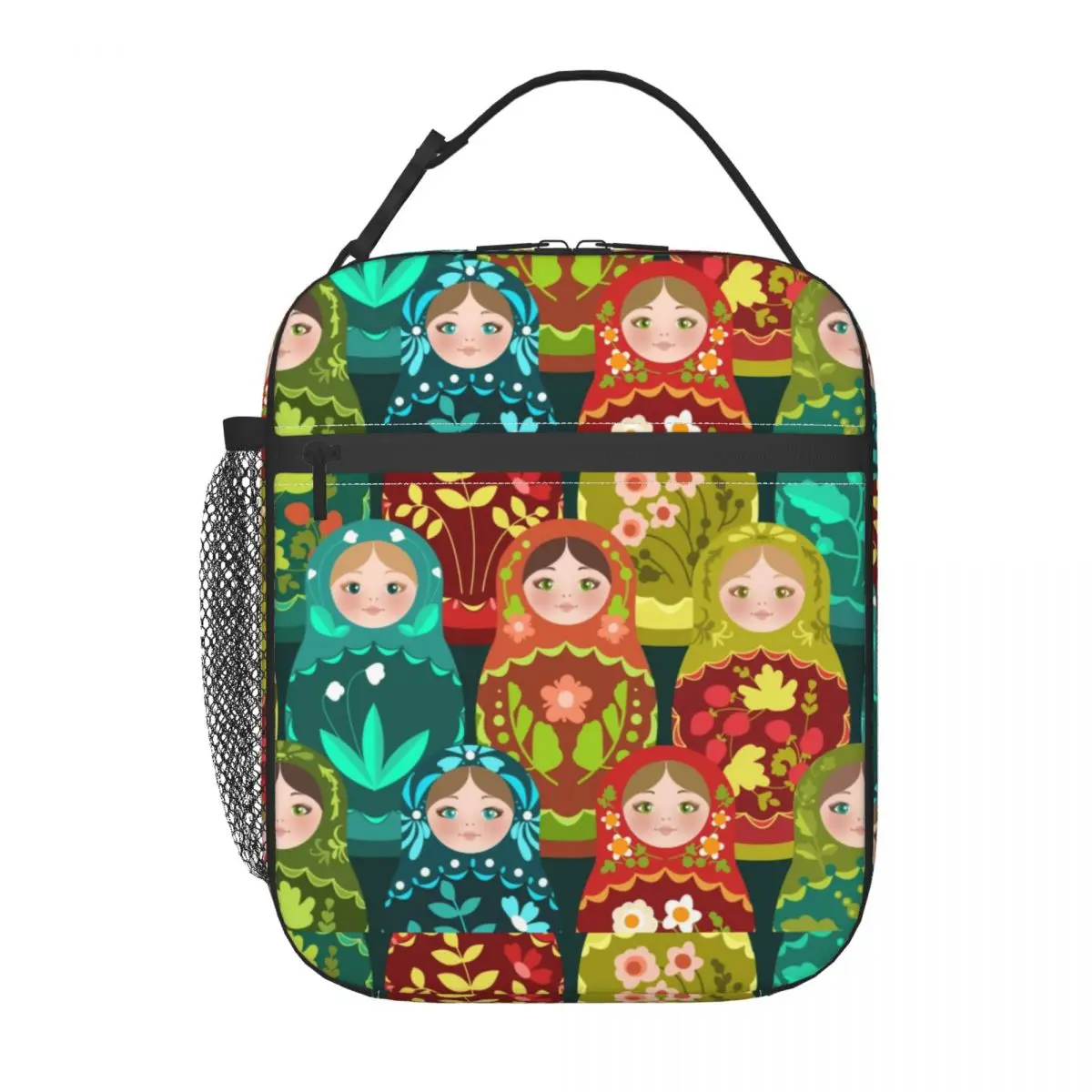 Russia Matryoshka Doll Pattern Resuable Lunch Boxes for Women Leakproof Folk Art Cooler Thermal Food Insulated Lunch Bag Office