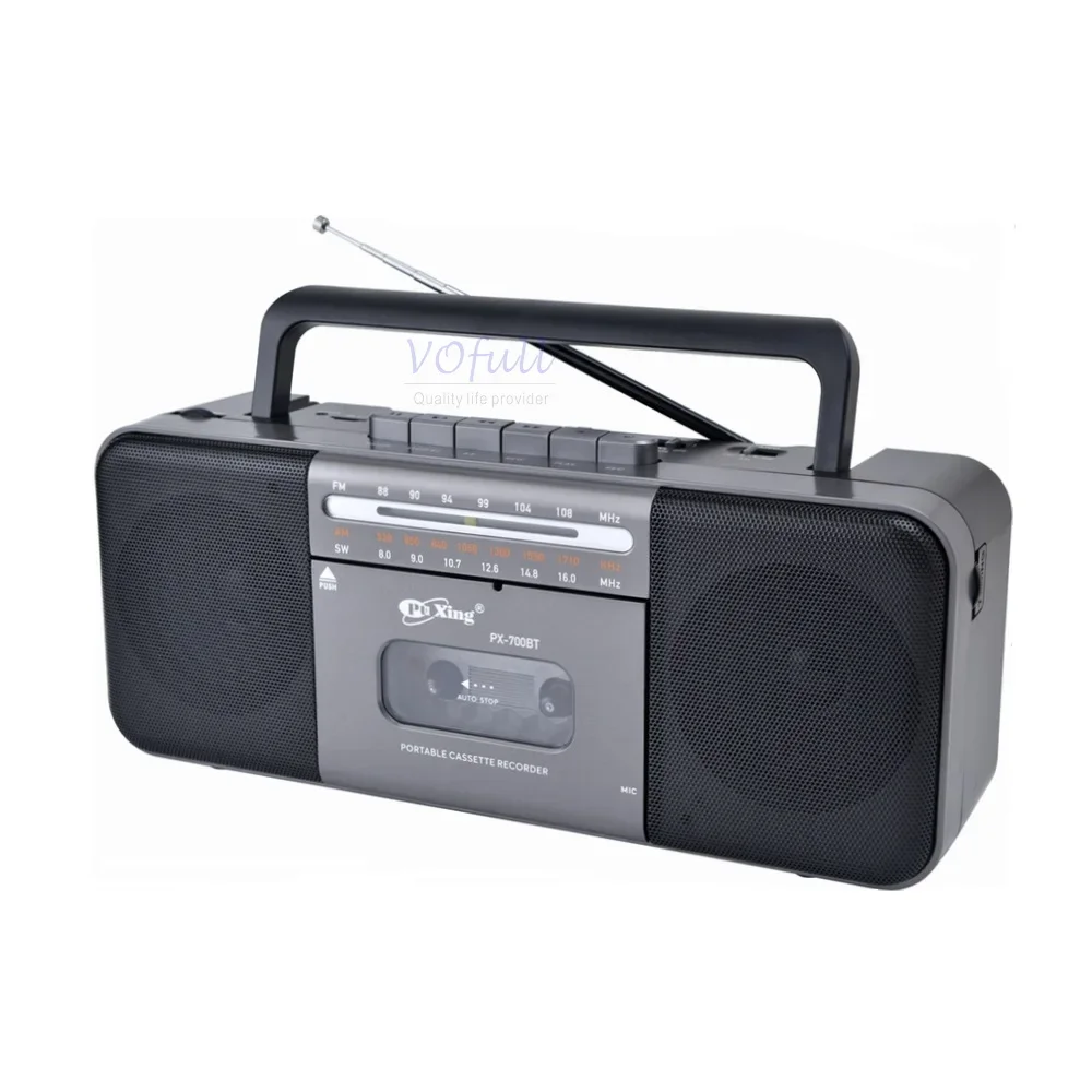 Vofull cassetterecorder speler Draagbare muziekspeler dubbele luidspreker DC 6V mp3-radio