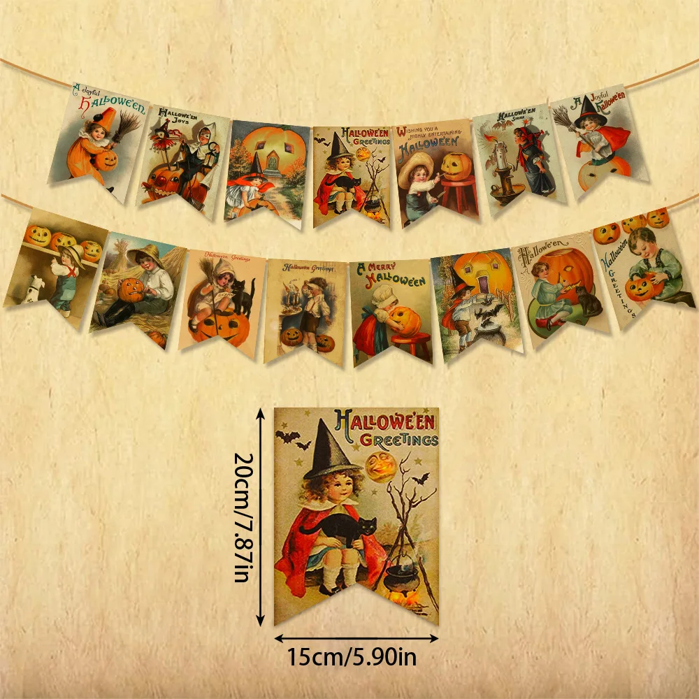 

Easter Decorations Vintage Easter Day Banner Retro Easter Egg Pumpkin Bunting Garland for home decor Happy Easter Party Supplies