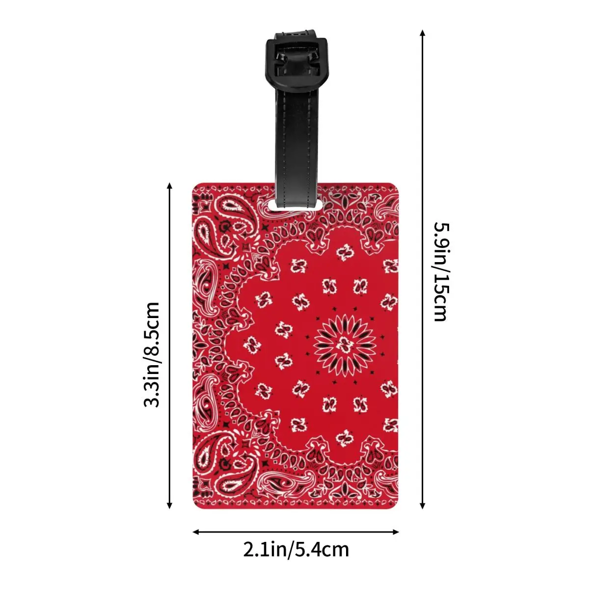 Red Classic Bandana Style Luggage Tags Custom Paisley Pattern Baggage Tags Privacy Cover Name ID Card