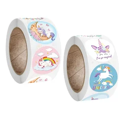 500pcs/roll Cute Cartoon Animal Unicorn Sticker Reward Sticker Gift Decoration Label Teacher Encouragement Student Stickers