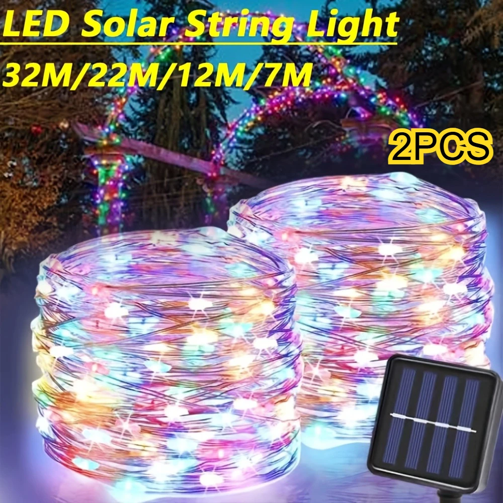 1/2PCS Solar LED Courtyard Garden Fairy Copper Wire String Light Christmas House Decoration Outdoor Light String Lighting Gift