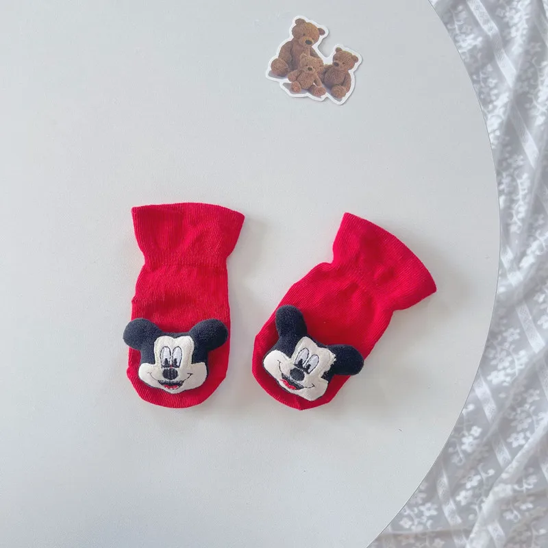 Disney Cartoon Short Socks for Infant Cute Mickey Lotso Hello Kitty Anti-slip Floor Sock Baby Girl Boy Socks