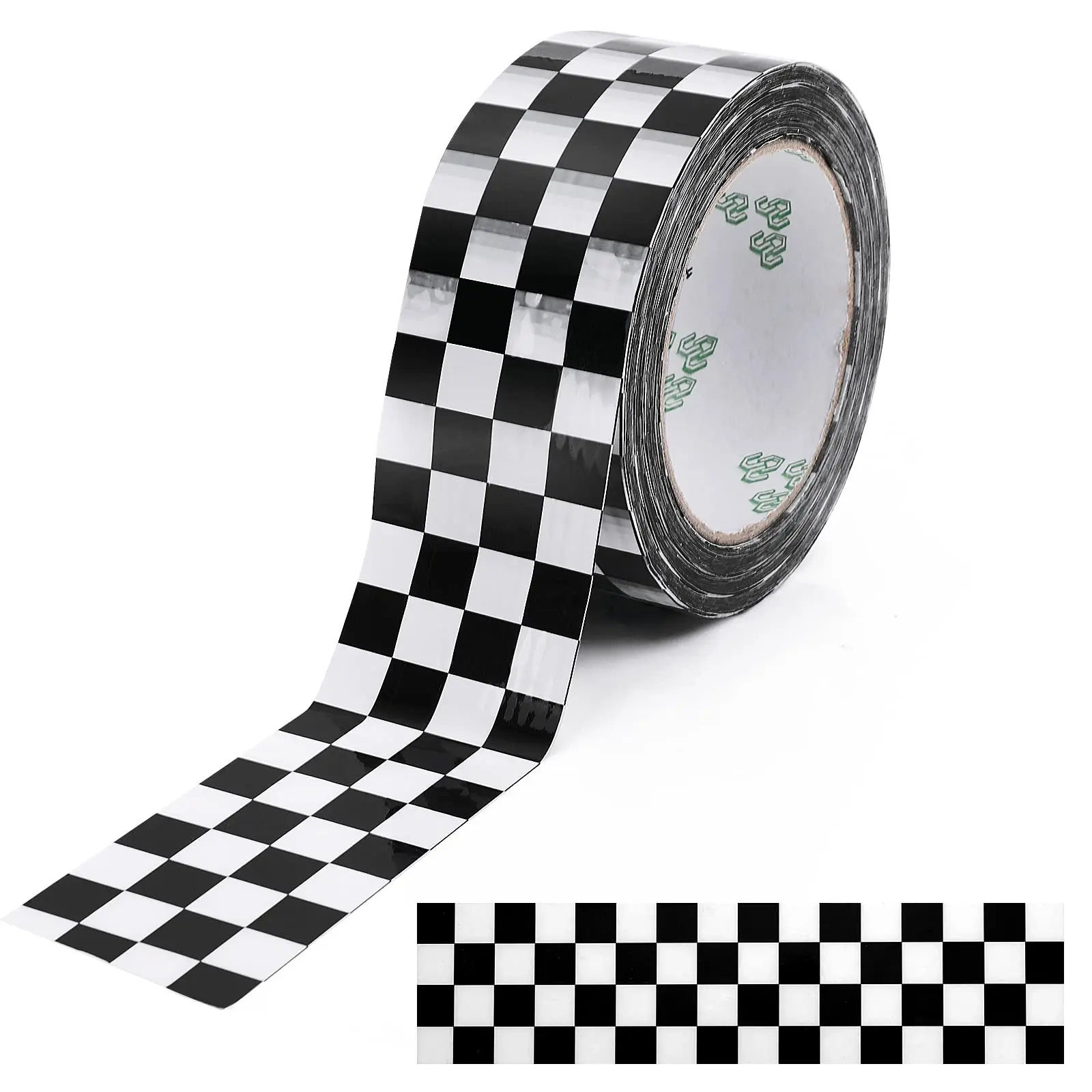 100m/10Yards Road Tape Checkered Flag Race Car Birthday Decorations Black and White Race Track Tape Sticking 4.5cm Wide