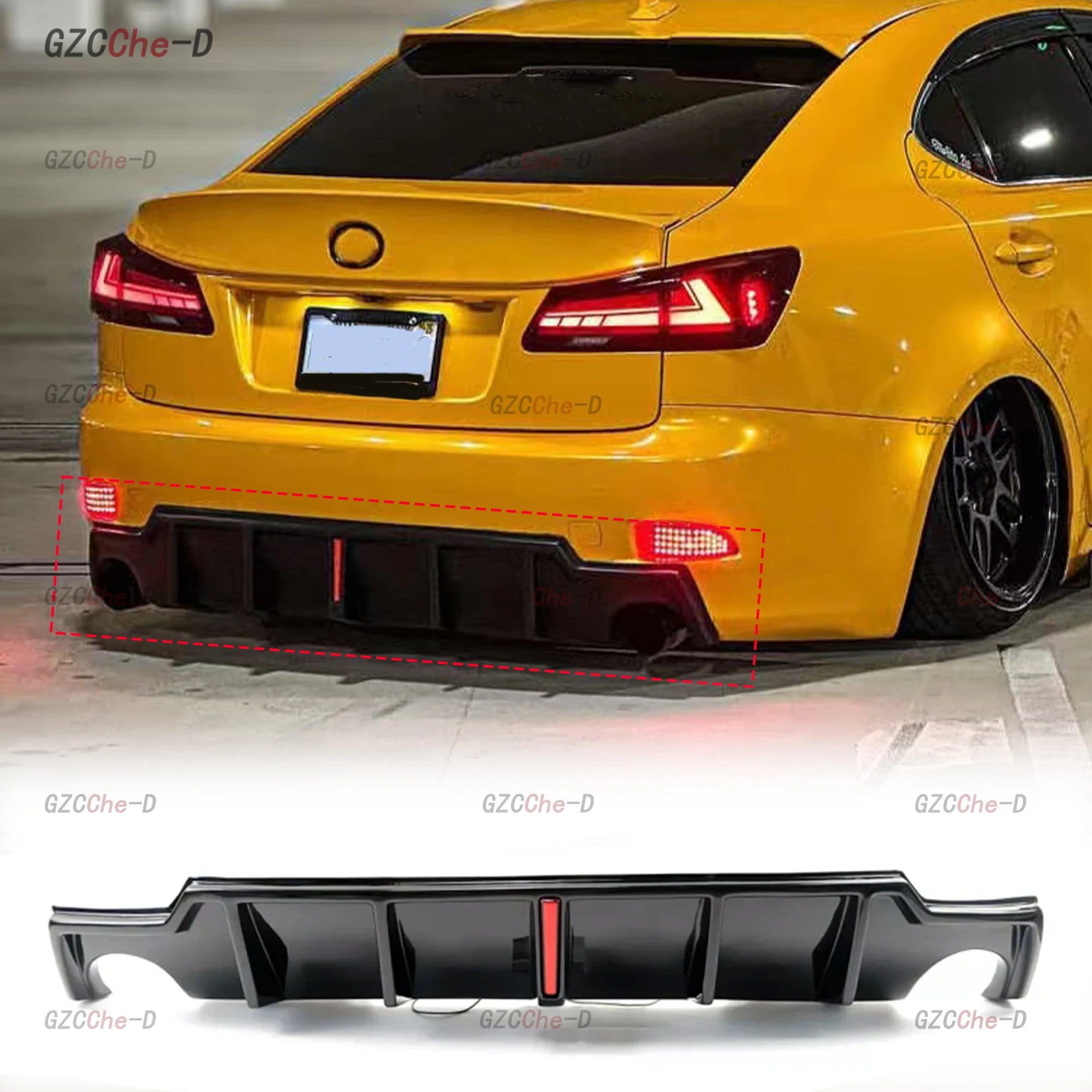For Lexus IS250 IS300 IS350 2006-2012 IS Rear Spoiler Glossy Black Crbon Fiber Primer Diffuser And Indicator Light Acessories