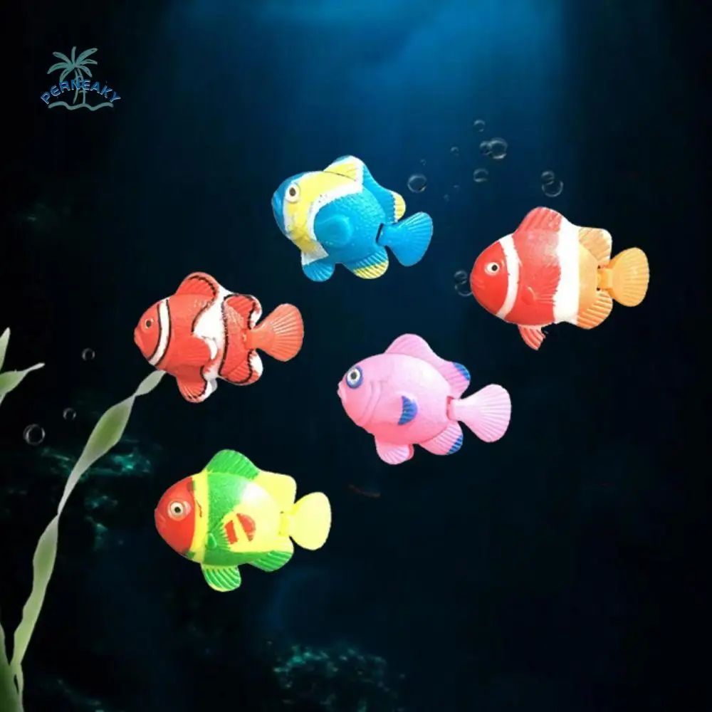 5pcs Decorative Artificial Clownfish Plastic Random Color Floating Fishes Simulation Simulation Ocean Tropical Fish Aquarium