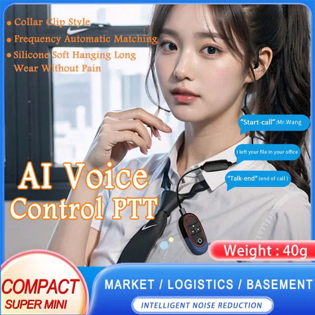 

AI Voice Controlled Ear Hook Walkie Talkie Professional Radio for Business Use Hands-Free Communication Device