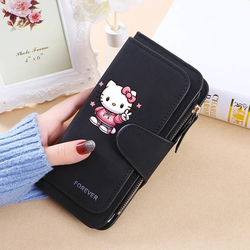 Hello Kitty Kuromi Women Wallets Fashion Long Top Quality Multi-Cards Holder Classic Female Purse Foldable Zipper Wallet