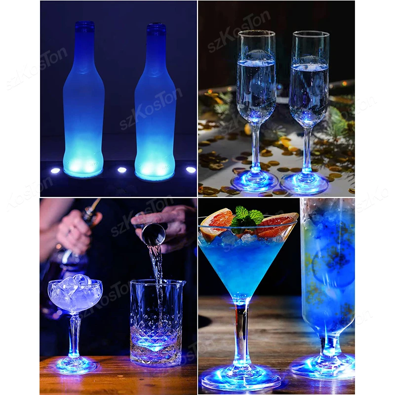 1/10/50pcs Luminous Coaster LED Bar Drinks Cup Pad Wine Liquor Bottles Coaster Atmosphere Light Cup Sticker Light-emitting Prop