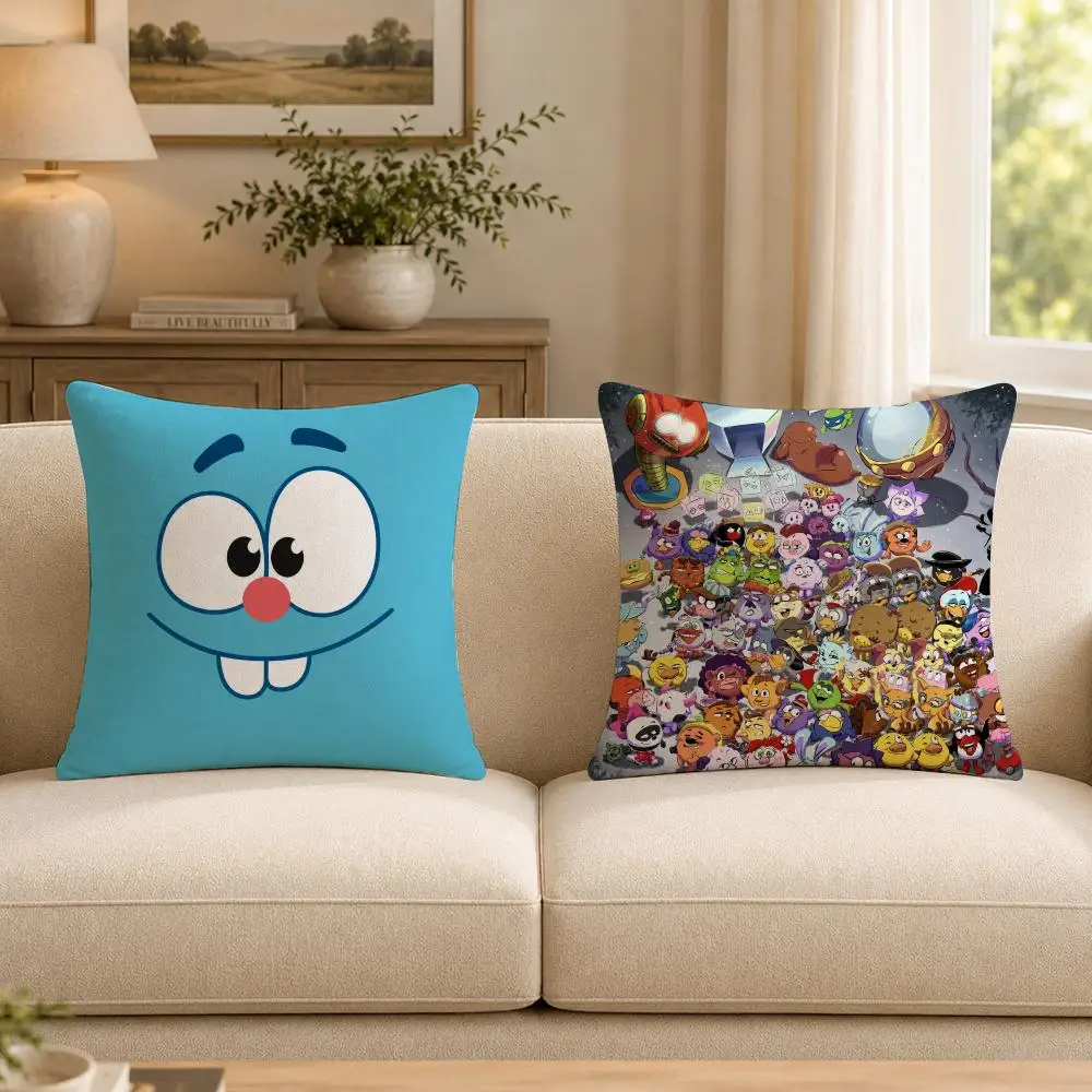 Toon S-Smeshariki Russian Animated Kid Series Cushion Cover Soft Short Plush Decorative Pillow Cover  Sofa Bedroom Easy to Clean