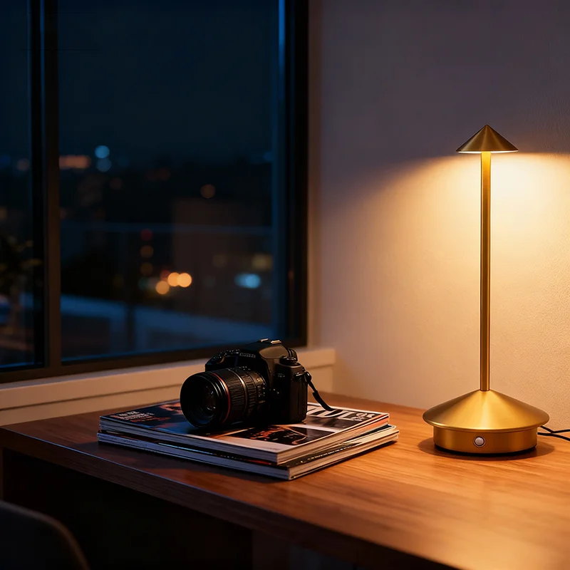 Rechargeable LED Table Lamp with Touch Sensor 3 Color Temperatures Stepless Dimming Night Desk Lamp for Restaurant Hotel Bar Bed