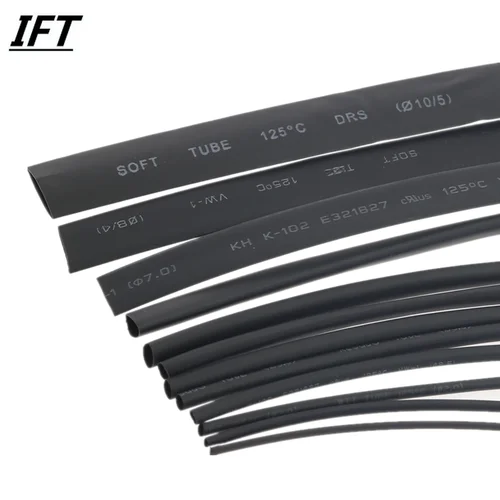 Imagen 1 del producto 1 metro/lote 2:1 negro 1 2 3 5 6 8 10mm de diámetro Tubo termorretráctil manguito de tubo envoltura de alambre venta DIY reparación de conectores