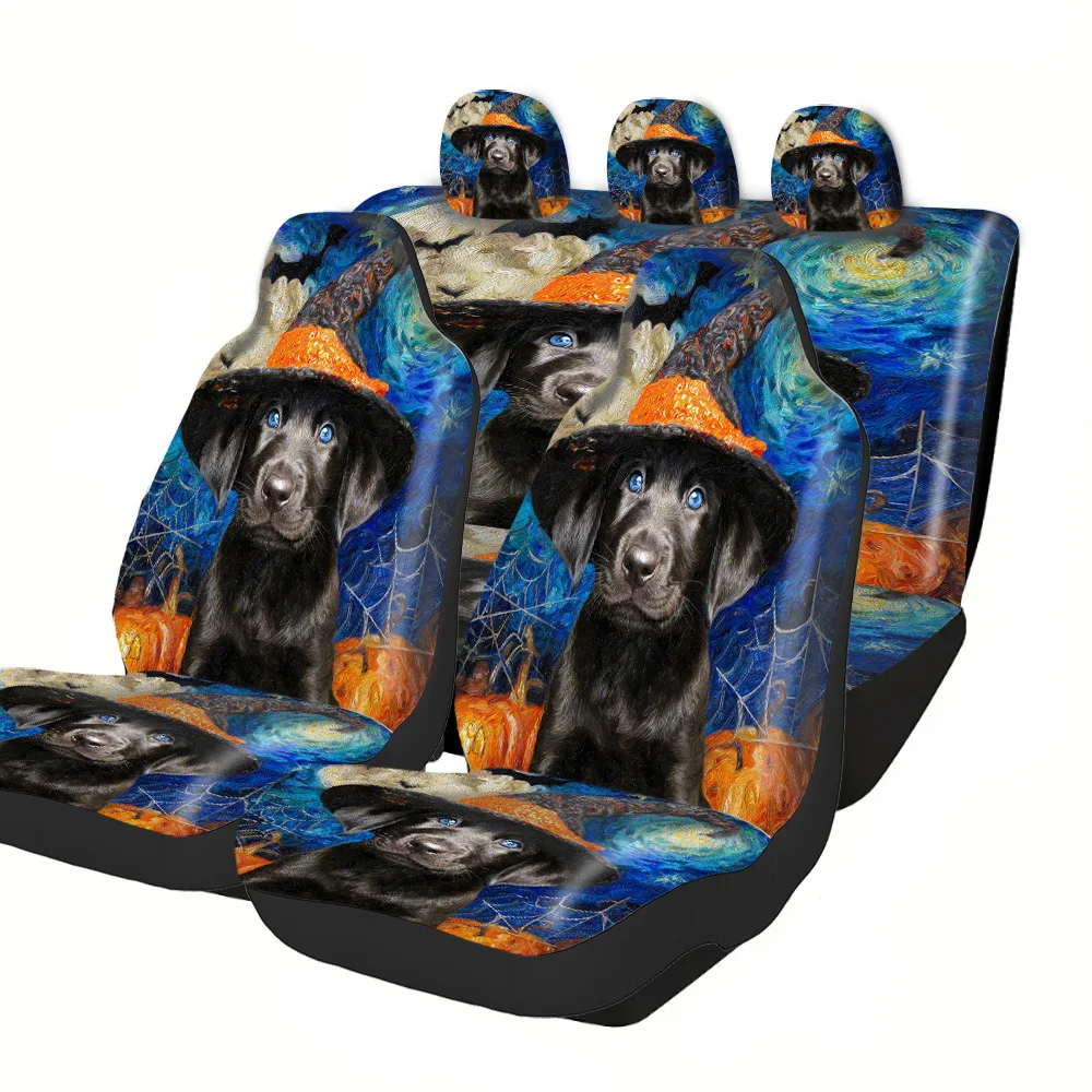 2-5 Seat Set Car Seat Covers, Black War Horse Print,, Easy Install & Washable, Fit, Non-Slip, Absorbent, Washable - For Truck,